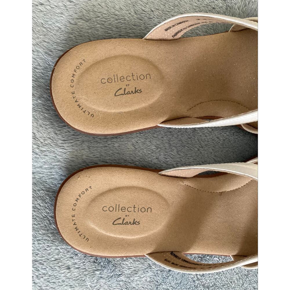 Clark's Collection Ada Lilah women's multi strap slide white sandals, size 9M - Picture 2 of 8